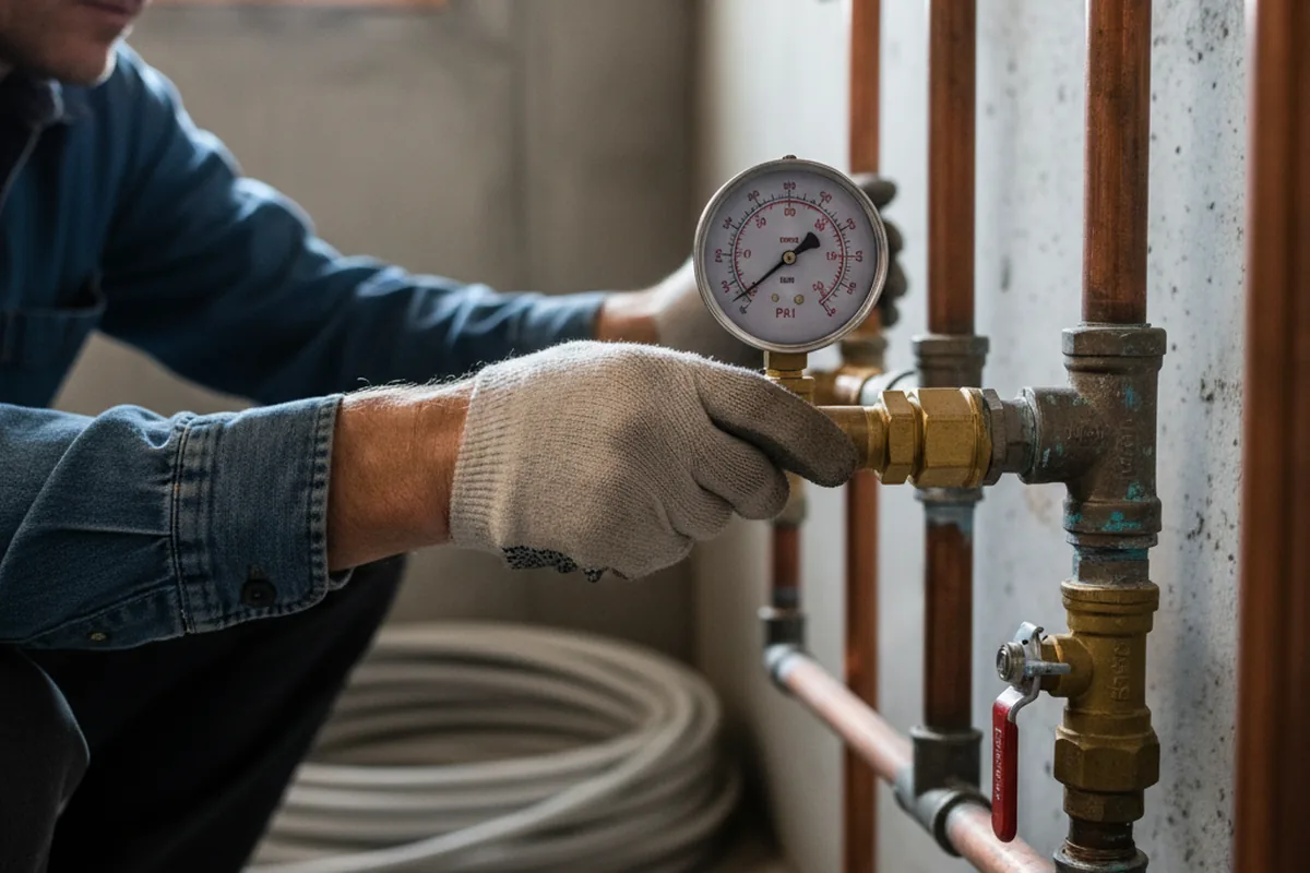 Pressure testing a repaired line during Water Line Repair in Point Roberts